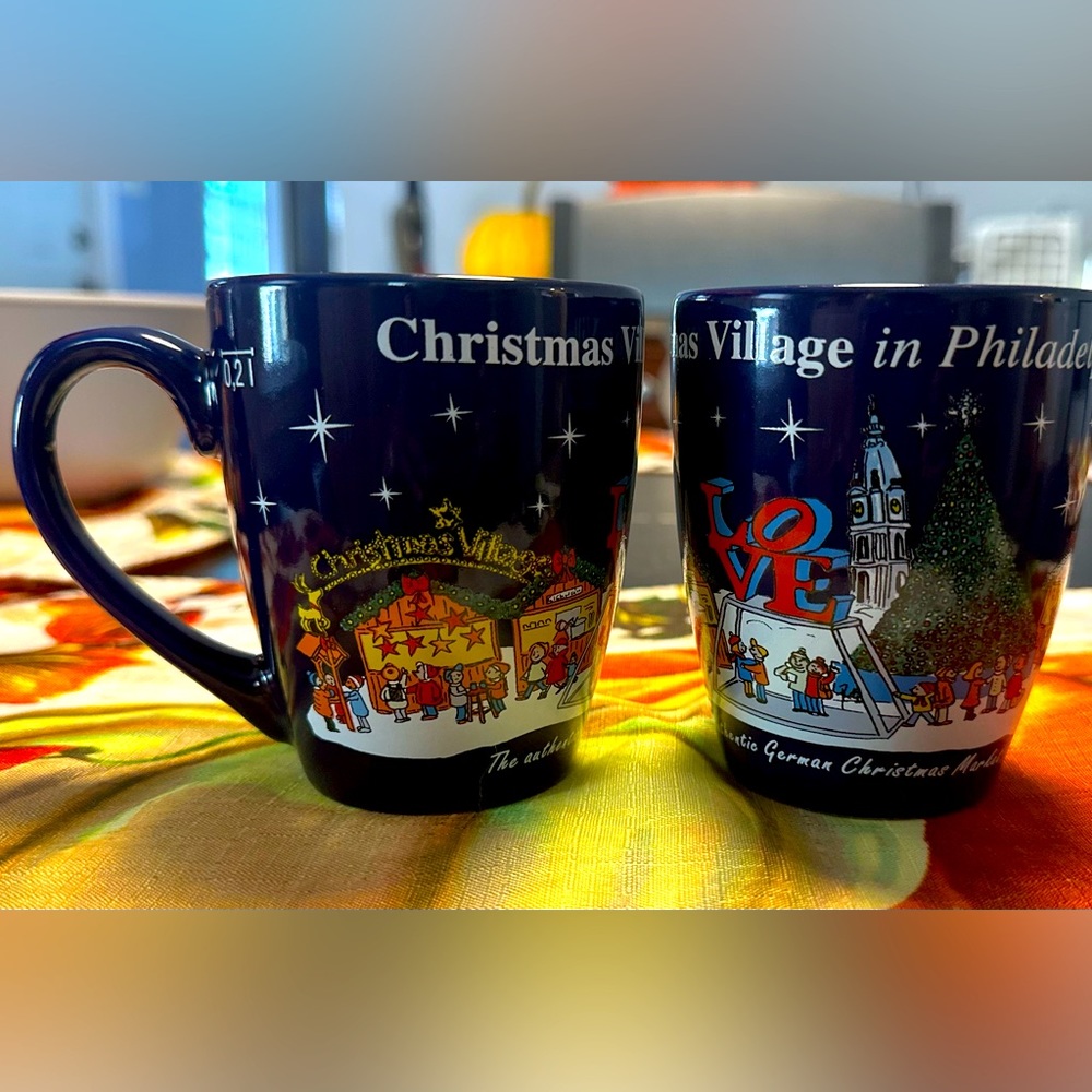 Philadelphia Christmas Village mugs - GREAT condition